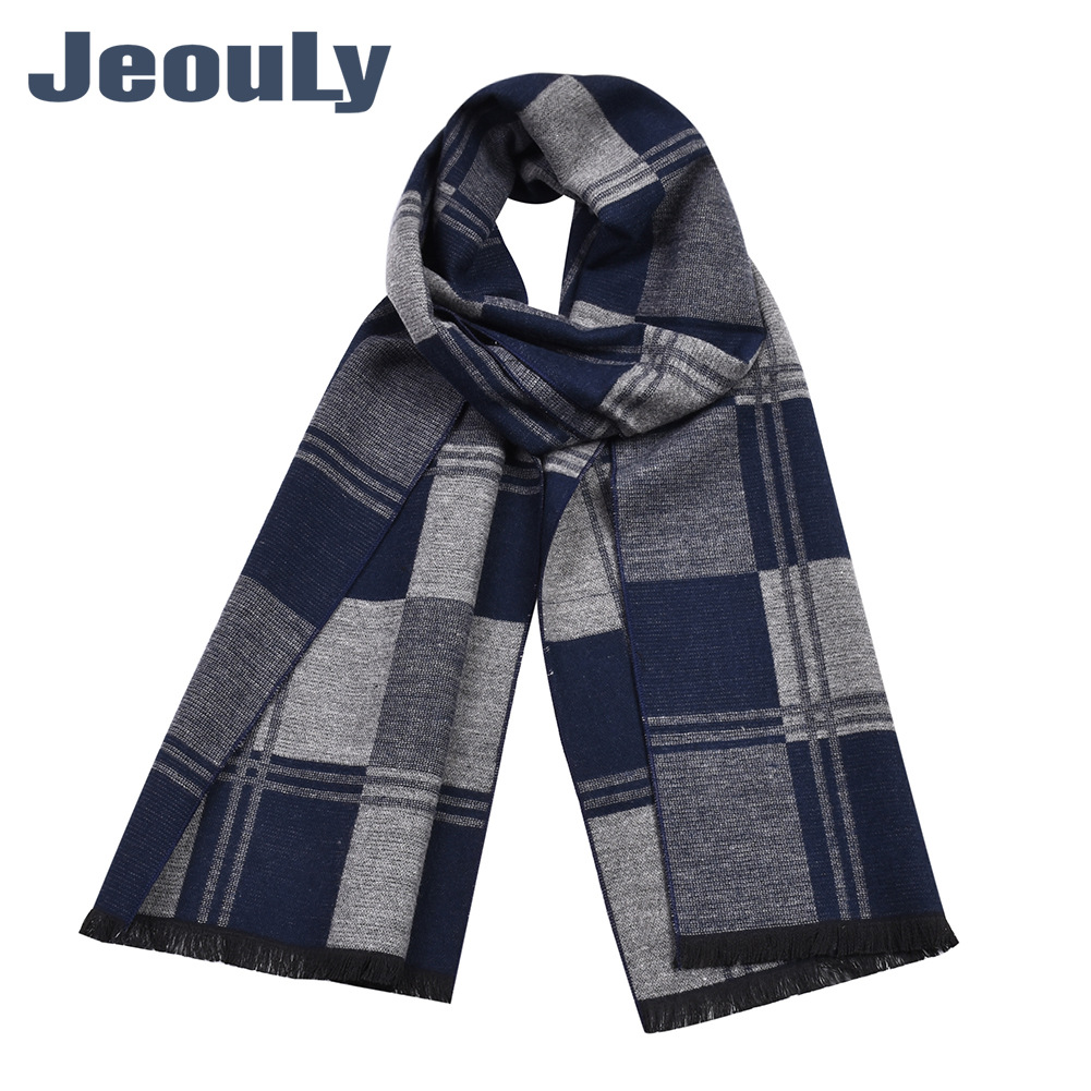 2022 New checkered scarf with double-sided imitation cashmere for autumn and winter warmth, men's shawl_voghion.com