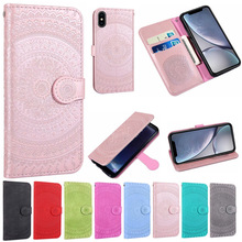 适用华为P40曼陀罗压纹手机套荣耀9X皮套P30压花红米8A插卡保护套