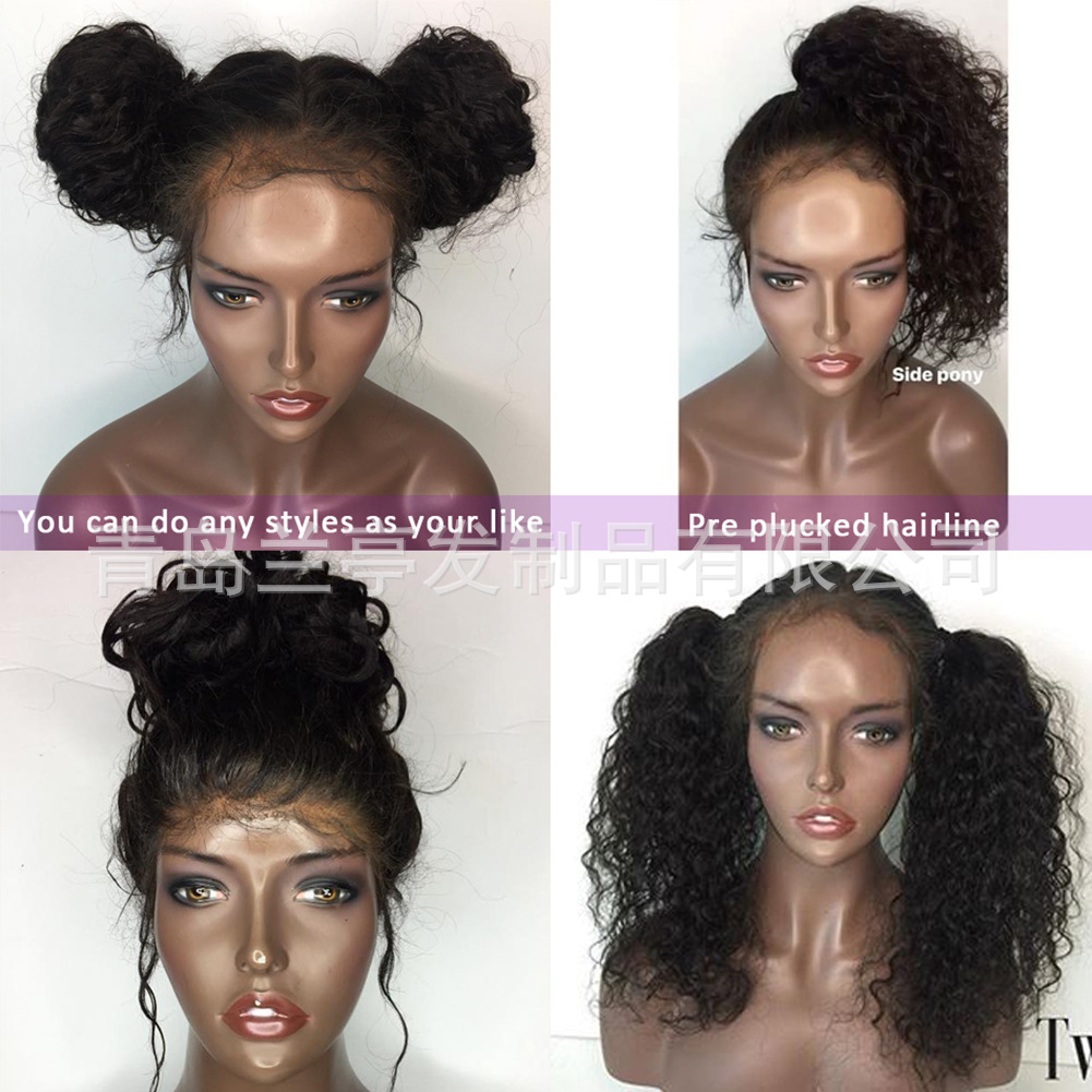 Cross border European and American wig female long curly hair black