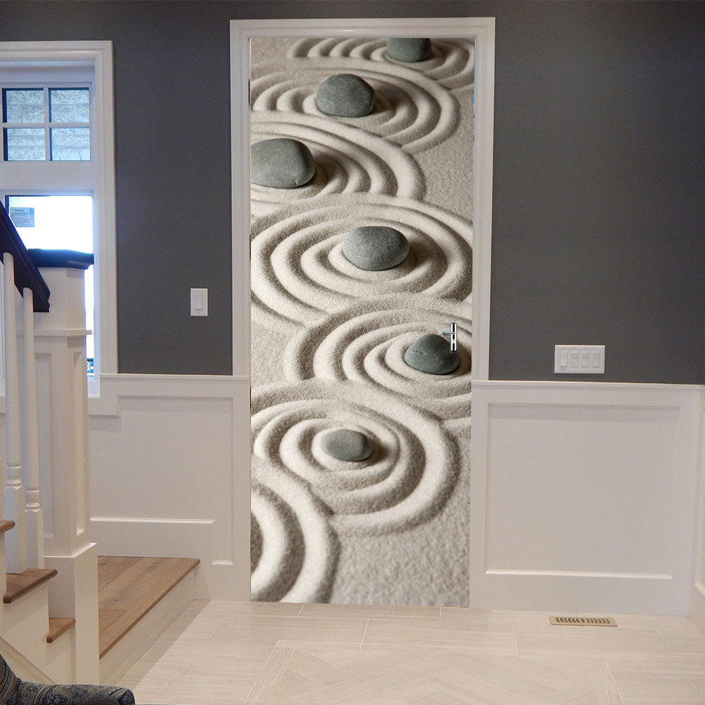 巨创跨境货源PVC贴纸3D自粘门贴 墙贴 卧室客厅现代装饰 砂石
