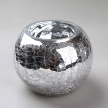 厂家直供欧式冰花镀银玻璃圆球 彩色创意吹制工艺品玻璃花瓶
