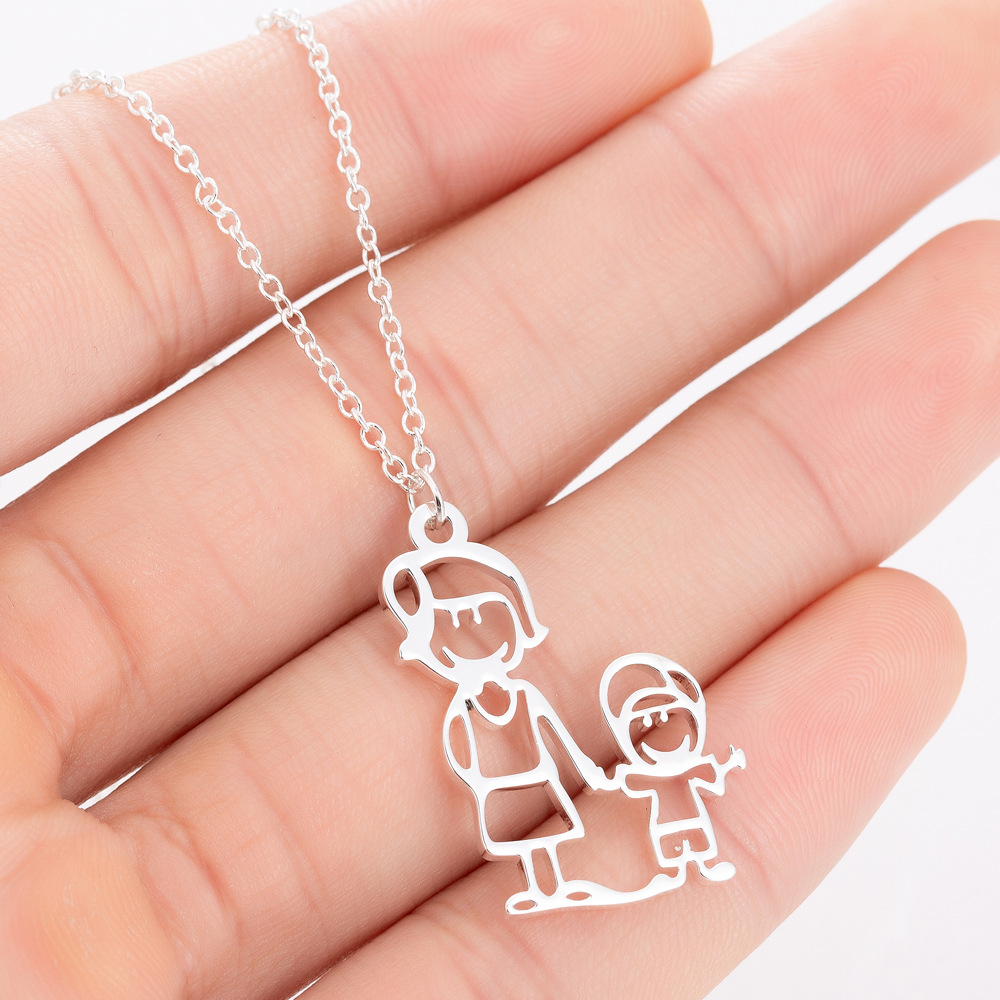 Stainless Steel Simple Style Plating Human Pendant Necklace display picture 1