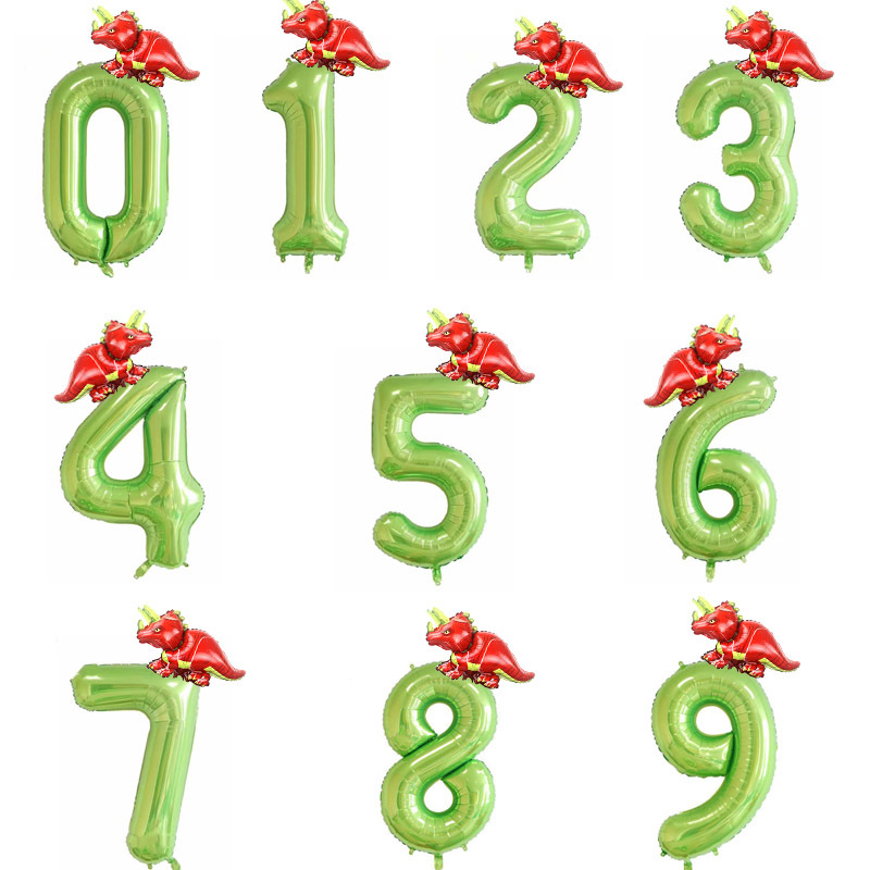 Birthday Dinosaur Number Aluminum Film Party Balloon display picture 4