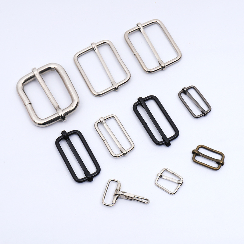廠家供應箱包配件鐵絲扣鐵方扣鐵三檔鐵圓圈鐵拉心扣