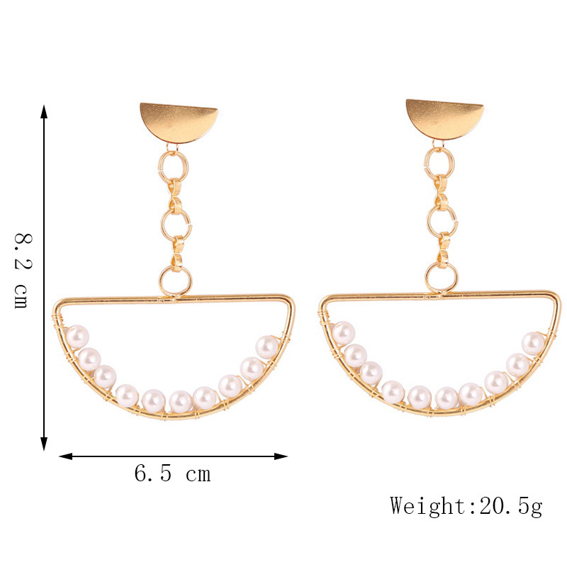 Aretes Largos Geométricos De Perlas Barrocas Nuevas Joyas De Pendientes Exageradas Tejidas A Mano display picture 3