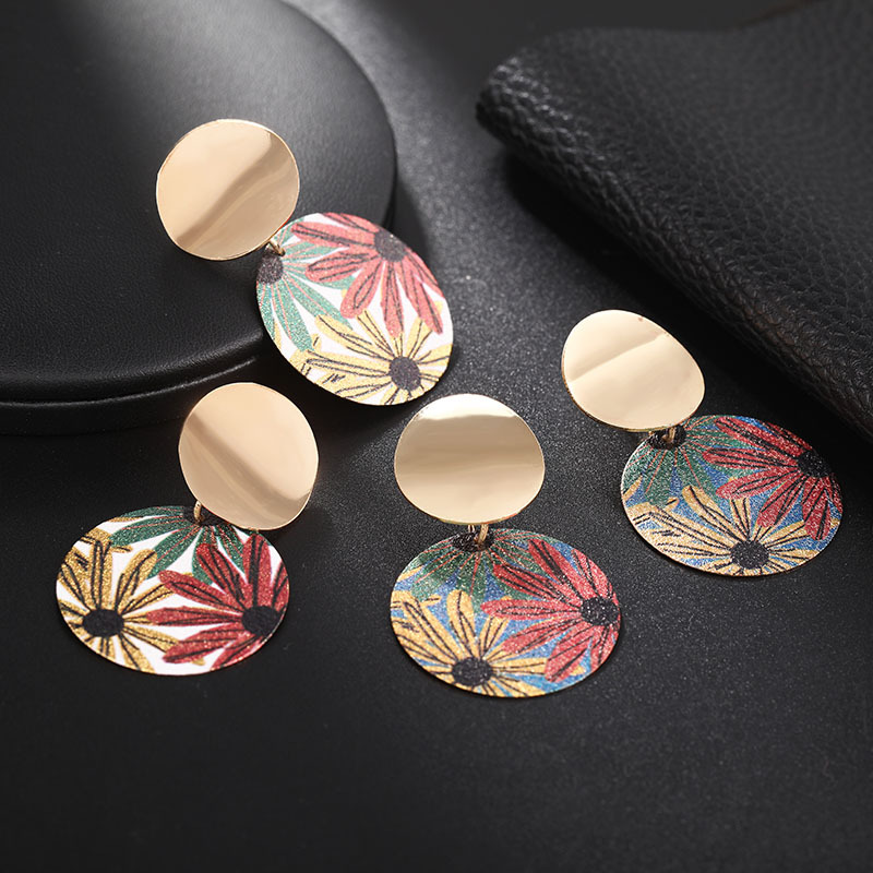 Earrings New Frosted Sequins Earrings Fashion Simple Color Flower Pattern Earrings display picture 3