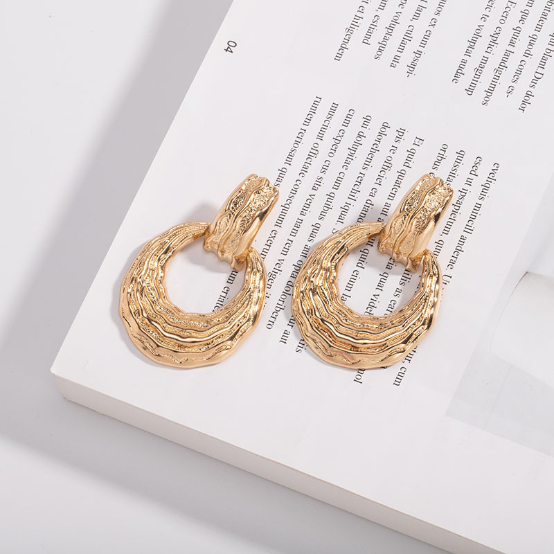 Retro Exaggerated Geometric Carved Texture Long Large Earrings For Women Wholesale display picture 5