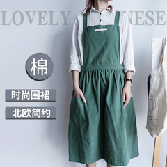 Japanese 2020 new style apron pure cotton simple home kitchen home and outside Nordic style fashionable outer wear cute
