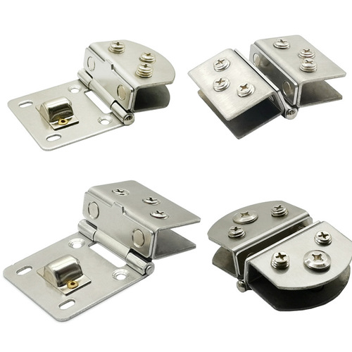 Stainless steel glass door hinge wine cabinet glass hinges no-drilling square round hinge glass cabinet door hinges