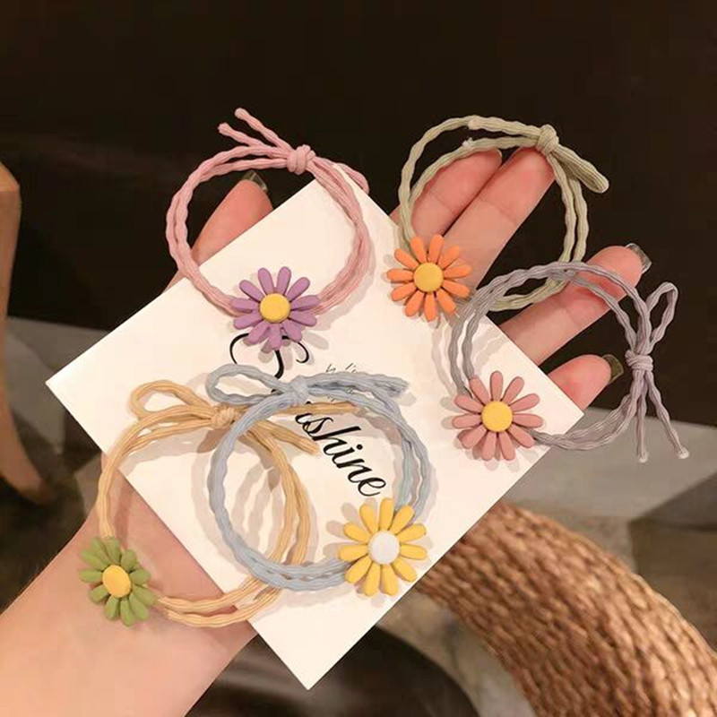 Korean version of the INS hair ring color head rope cute female Korean rubber band horse tail high elastic leather case hair rope head