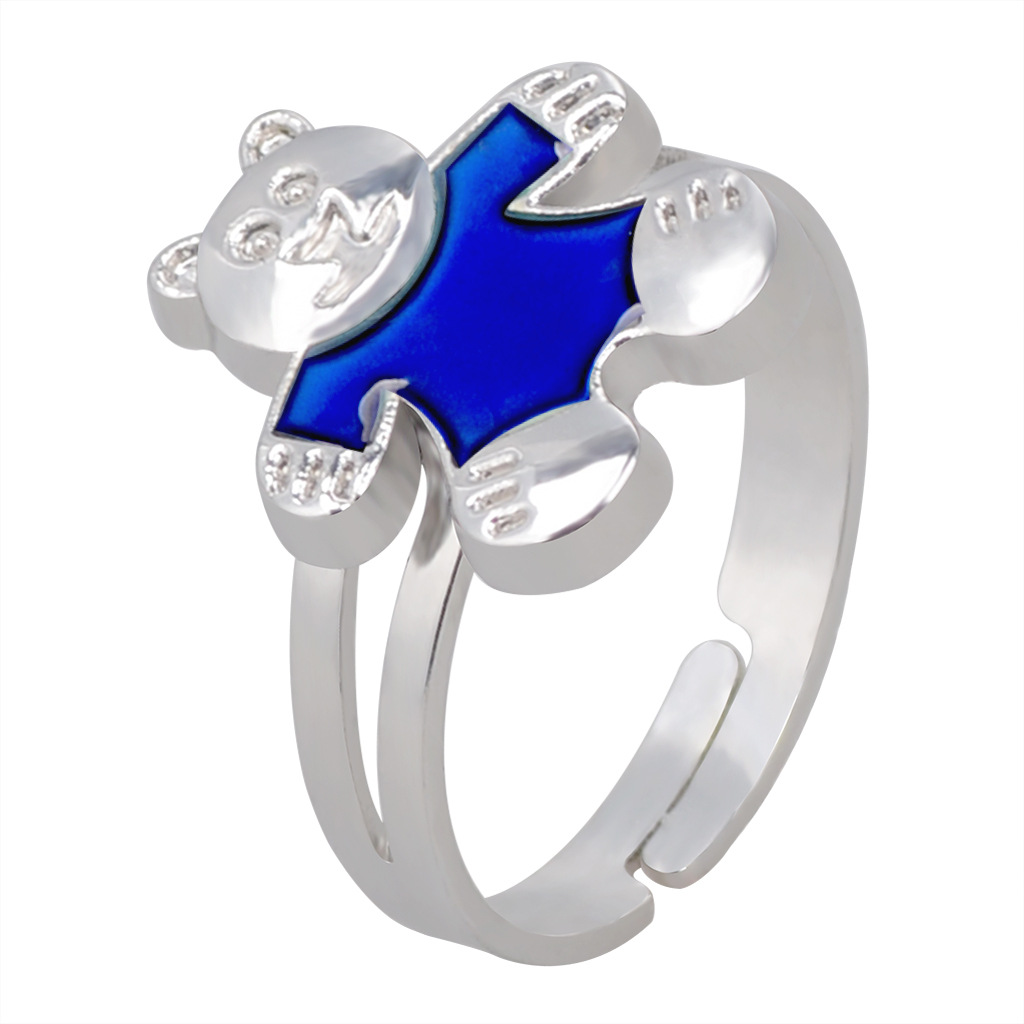 Fashion Cute Cartoon Bear Color Change Opening Ring display picture 2