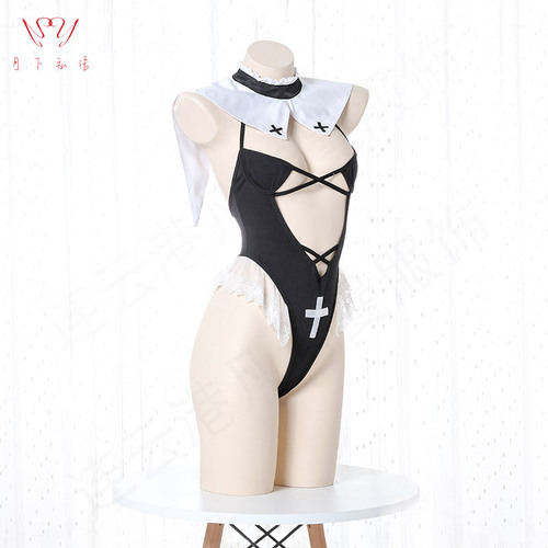 Whispers under the Moon New Sexy Lingerie Lace Backless Sexy Perspective Three-Point One-piece Temptation Passion Uniform Suit