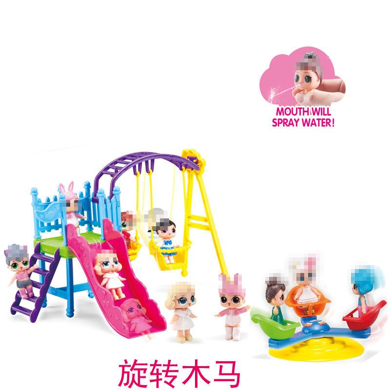 Cross border Specifically for Dress Up a doll Amusement Park Play house merry-go-round Toys Garage Kit Doll doll