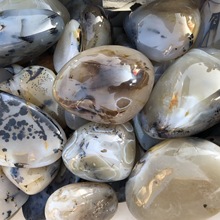 天然海洋玉髓草花玛瑙原石摆件 水草玛瑙把玩 光滑圆润