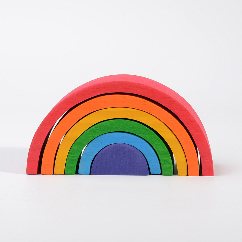 Una variedad de bloques de construcción de arco iris puente de arco de madera semicírculo Educación Temprana de madera para niños Jenga juguete suministro directo de fábrica