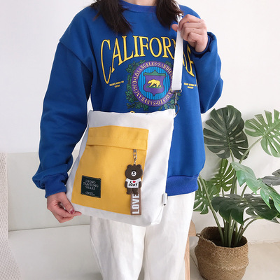 多用ins超火韩版风范帆布女式斜挎包学生单肩手提托特包厂家直销