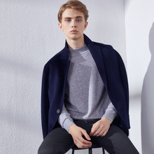 男士羊毛呢子大衣中青年外套西装短款双面尼加厚大码潮西服