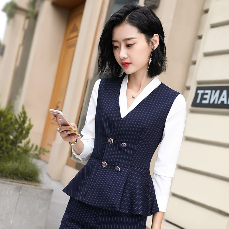 New Style Elegant Vest Women's Business Wear Set Women's Vest Spring and Autumn Dress Work Clothes Short