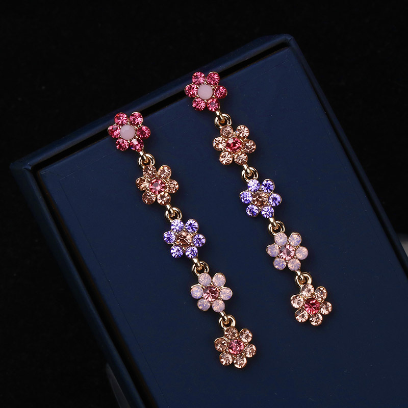 Elegant Lady Flower Alloy Inlay Artificial Gemstones Women's Drop Earrings display picture 1