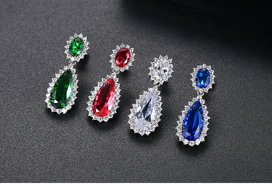 Jinse Qingping Aaa Zirkon Farb Ohrringe Koreanische Mode Damen Ohrringe Hersteller Großhandel Weibliche Geschenke display picture 1