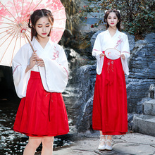 新款改良漢服夏裝女交領襦裙日常漢元素套裝班服中國風古裝學生裝