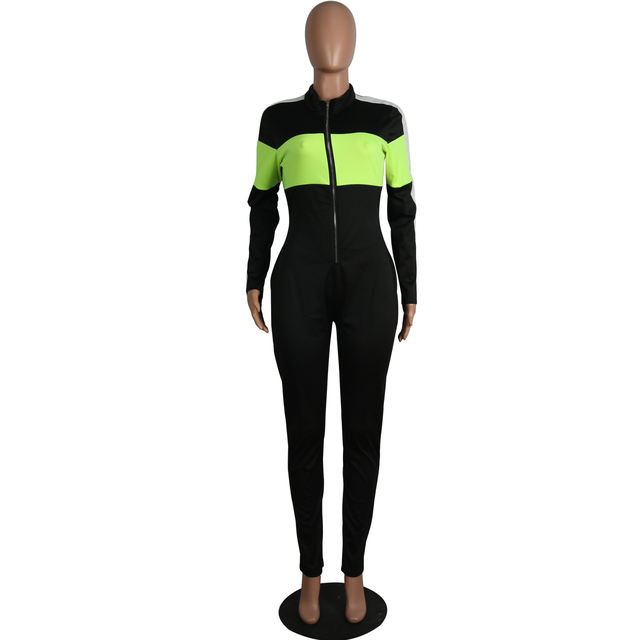 Popular Sports Deep V Plunge Multi Color Jumpsuit