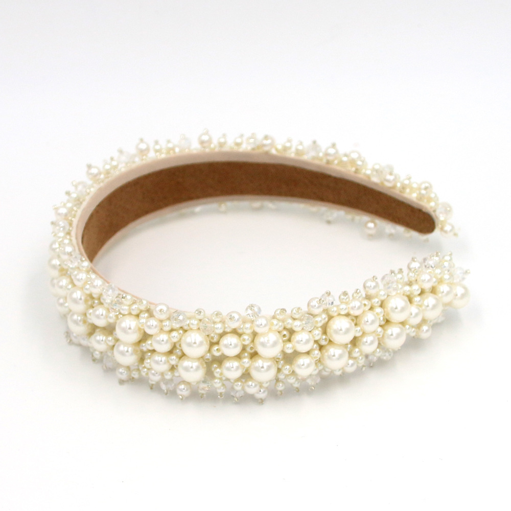 The New Exquisite Baroque Fashion Hair Accessories Headband Hand-stitched Pearl Headband Suppliers China display picture 2