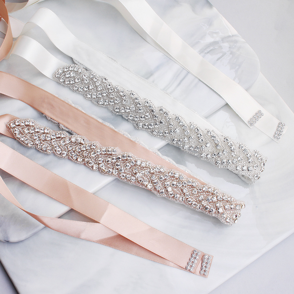 Bridal Waist Seal Hand Sewn Crystal Wedding Dress Rhinestone Belt Wholesale display picture 1