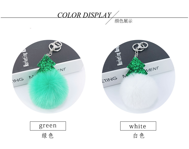 New Glitter Sequin Christmas Tree Furry Ball Keychain display picture 2