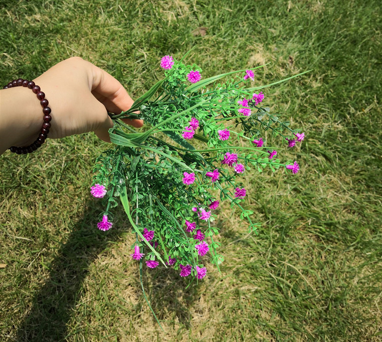 하늘 별 전체에 자홍색 5 포크 물 잔디