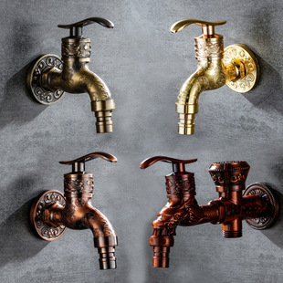Cross-border copper core antique zinc alloy washing machine faucet into the wall type single cooling quick opening small faucet mop pool nozzle