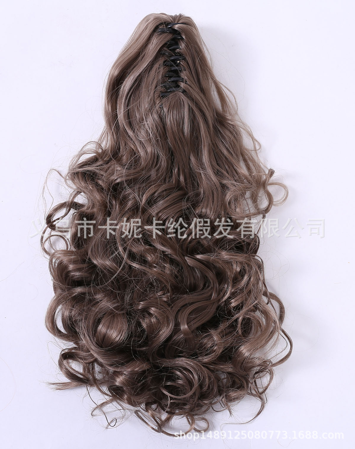 Nueva peluca de pelo largo y rizado marrón, cola de caballo, trenza realista de cola de caballo de longitud media
