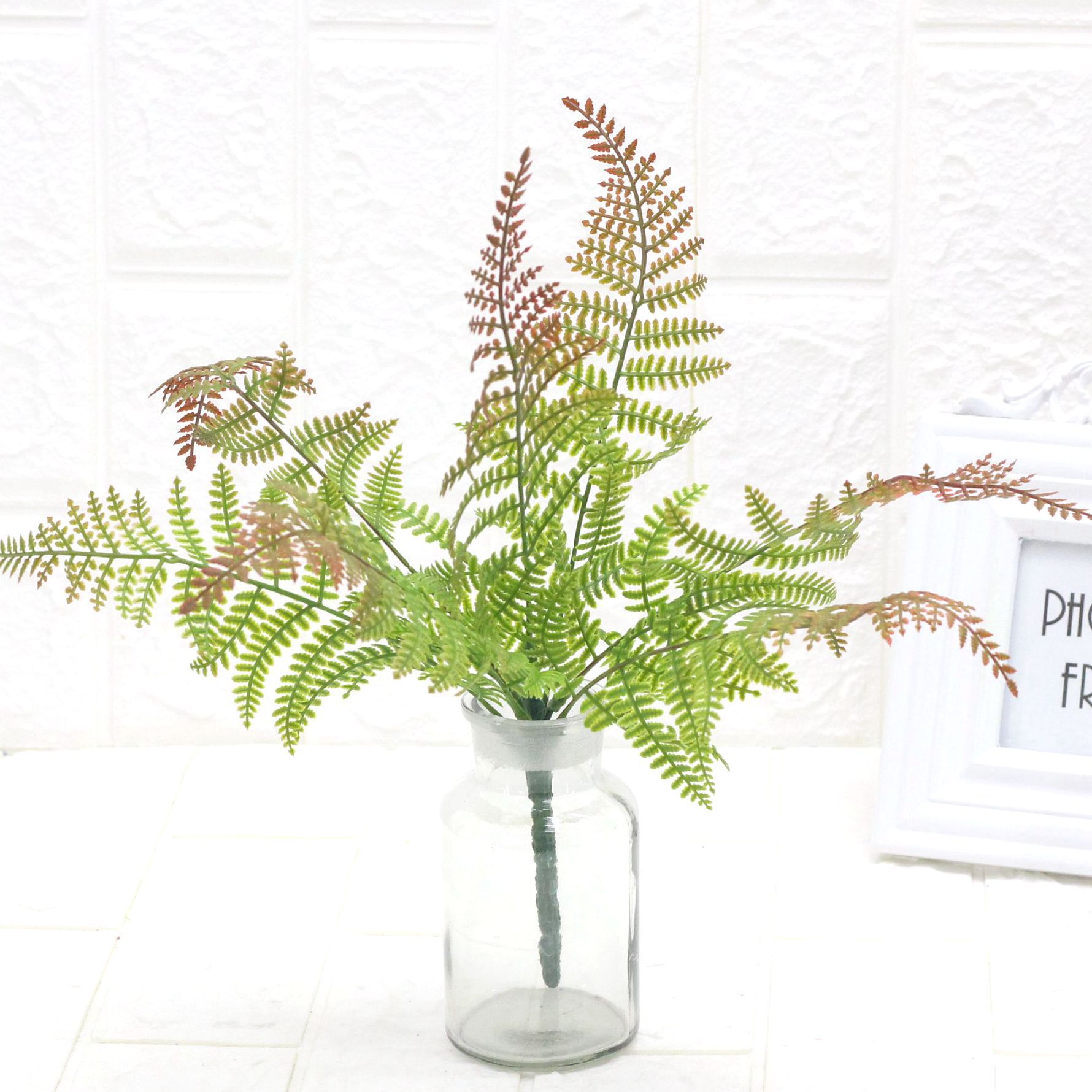 手感波斯叶 软胶绿植家居装饰水草喷色波斯蕨草把束仿真植物配材