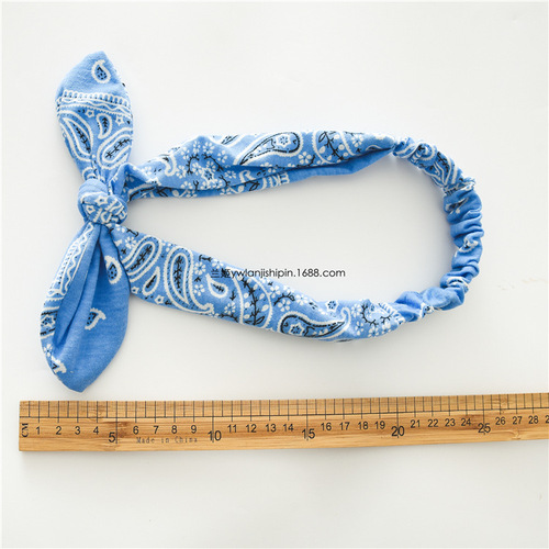 Manufacturer cotton rabbit ear headband steel wire knotted elastic headband European and American elastic headband women's headwear wholesale
