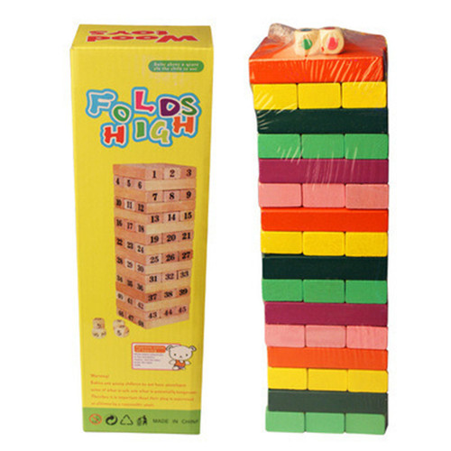 Wooden educational and leisure digital 54-piece large-sized building blocks stacked high creative Jenga tabletop game