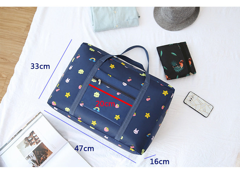 187g Weight Oxford Cloth Material Geometry Pattern Cute Style Grey, Pink, Red, Blue, Black Color Waterproof Foldable Printing Enlarged Travel Bag Wholesale Nihaojewelry 30