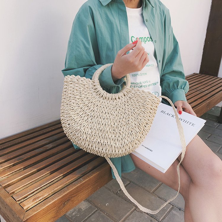 New Fashion Woven Bag Vacation Travel Bag Ladies Beach Bag Hand Ladle Shoulder Messenger Bag display picture 10