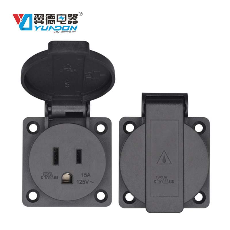 美国IP44工业防水插座 50*50mm圆盖美标防水电源插座 美式接线插