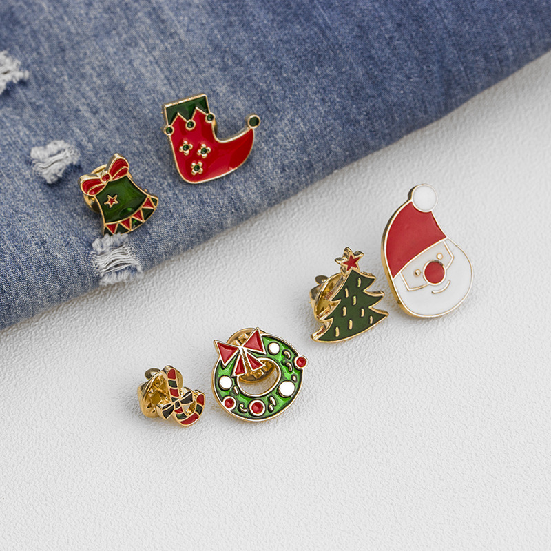 Christmas Series Santa Claus Wreath Tree Socks Dripping Brooch Wholesale Nihaojewelry display picture 4