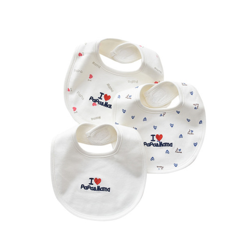 Factory direct sales new model I love dad I love mom newborn baby embroidered bib 360 infant saliva towel