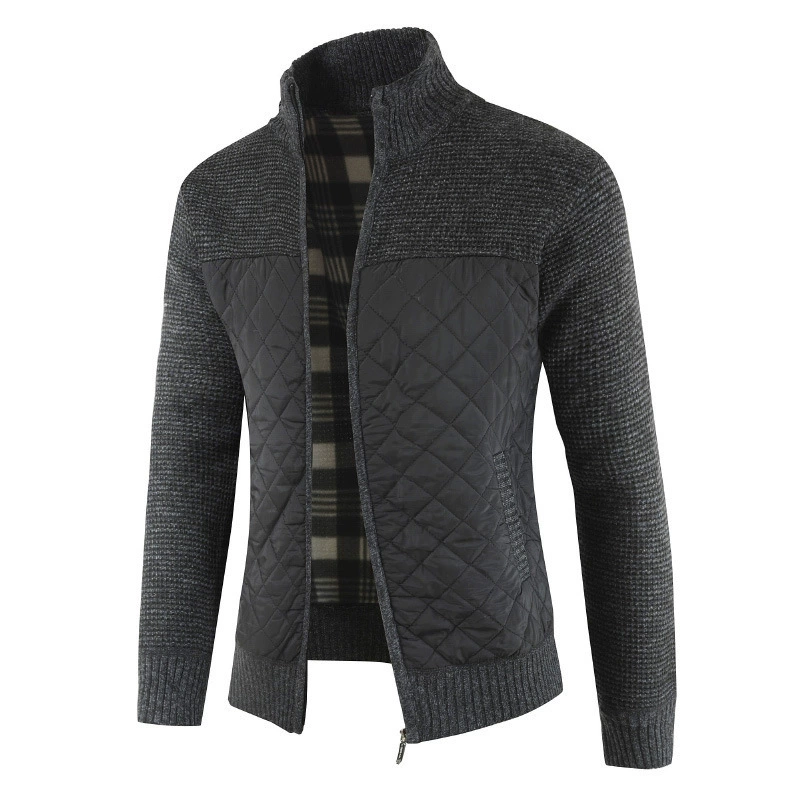Demi-season woolen warm knitted sweater, cardigan, men's jacket