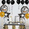 Decorations, layout, balloon, golden black round set, 12 pieces