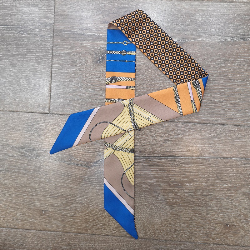 H家锁扣职业小领巾绑包手柄包带发带仿真丝丝巾飘带小丝巾围巾女