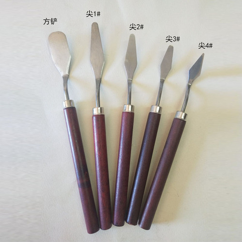 Stainless steel art oil painting knife palette knife painting supplies wooden flat tip paint scraper blade