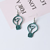 Blue geometric bulb, earrings, ear clips, internet celebrity