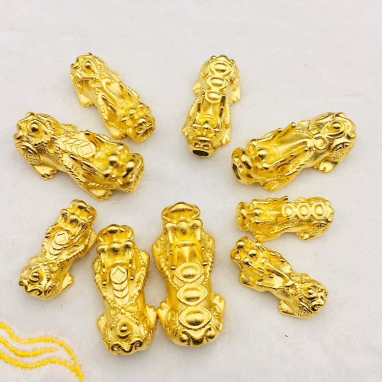 Large and Small Gold-plated Pixiu Color-retaining Gold-plated Accessories Scattered Beads Semi-finished Pixiu Accessories Pure Brass Solid Pixiu