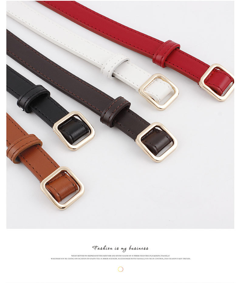 New Square Buckle Ladies Small Belt Wild Fashion Needle-free Punch-free Thin Belt Women display picture 5