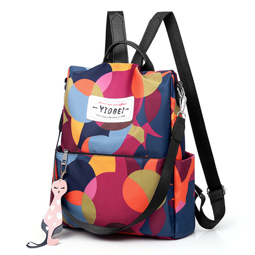 Trendy Double Shoulder Bag for Women - 2020 New Model Anti-Theft Outdoor Leisure Travel Bag with Cross-Border Printed Oxford Cloth School Bag