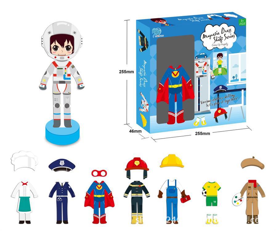 Boy changing magnet standing card children cartoon boy changing game role playing toy