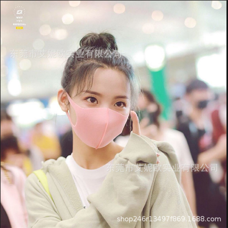 现货批发同款海绵跨境民用口罩冰丝防尘防雾霾透气可清洗黑色|ru